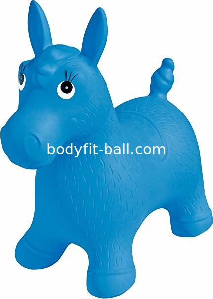 Blue Inflatable Jumping Horse Ride on PVC Bouncing Animal Toys For Kids